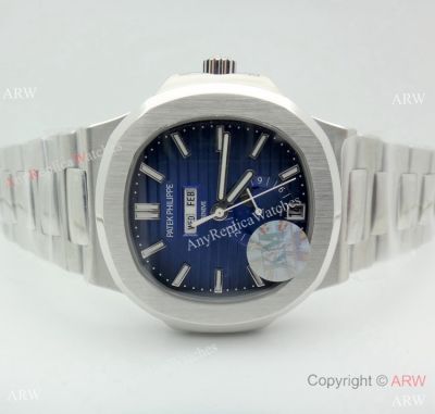 Swiss 324SC Patek Philippe Nautilus Moonphase Watch Stainless Steel Blue Face